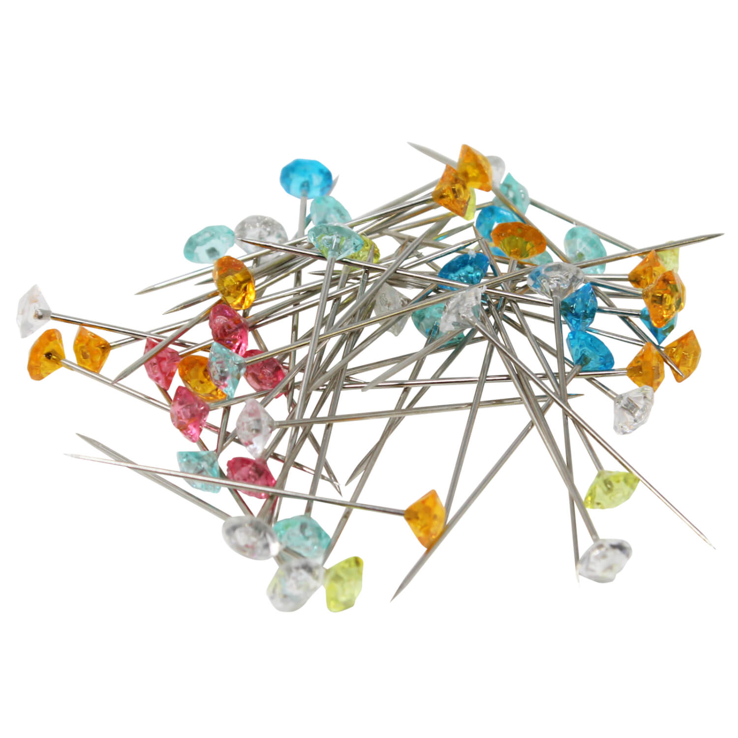 50 Bunte Diamantkopfstecknadeln - 0,80 x 38 mm - Kopf ca. 6mm