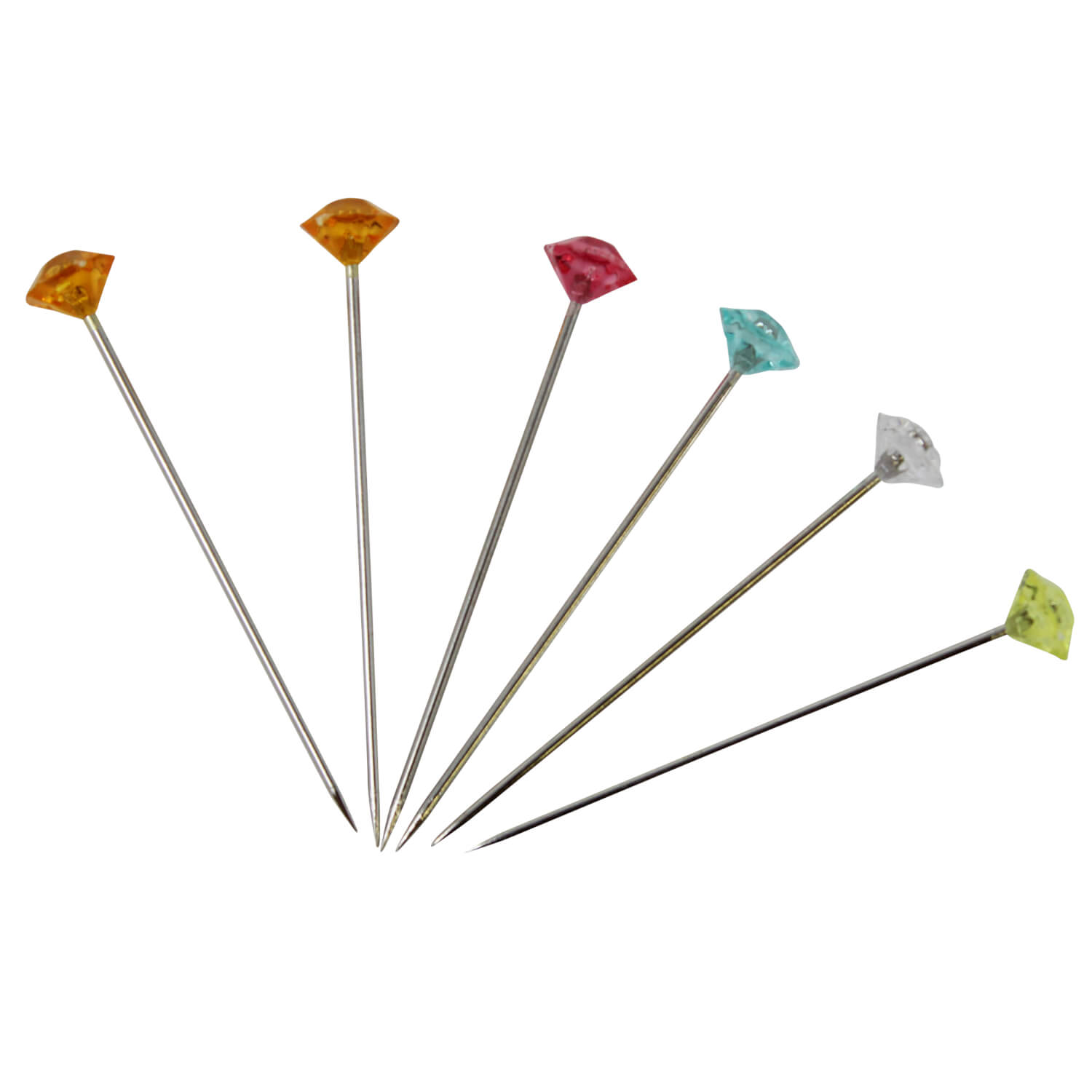 50 Bunte Diamantkopfstecknadeln - 0,80 x 38 mm - Kopf ca. 6mm