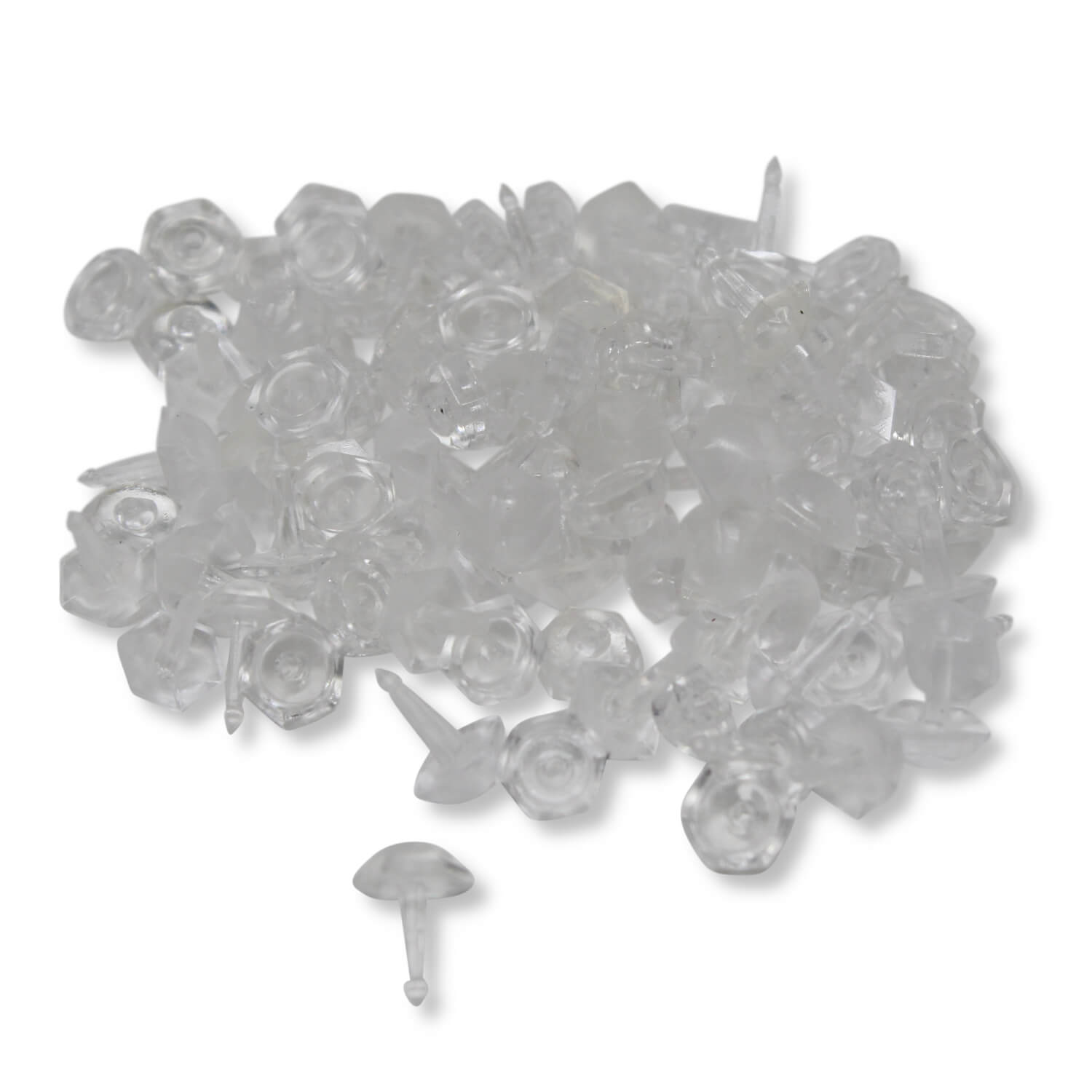50 Faltenstecker transparent