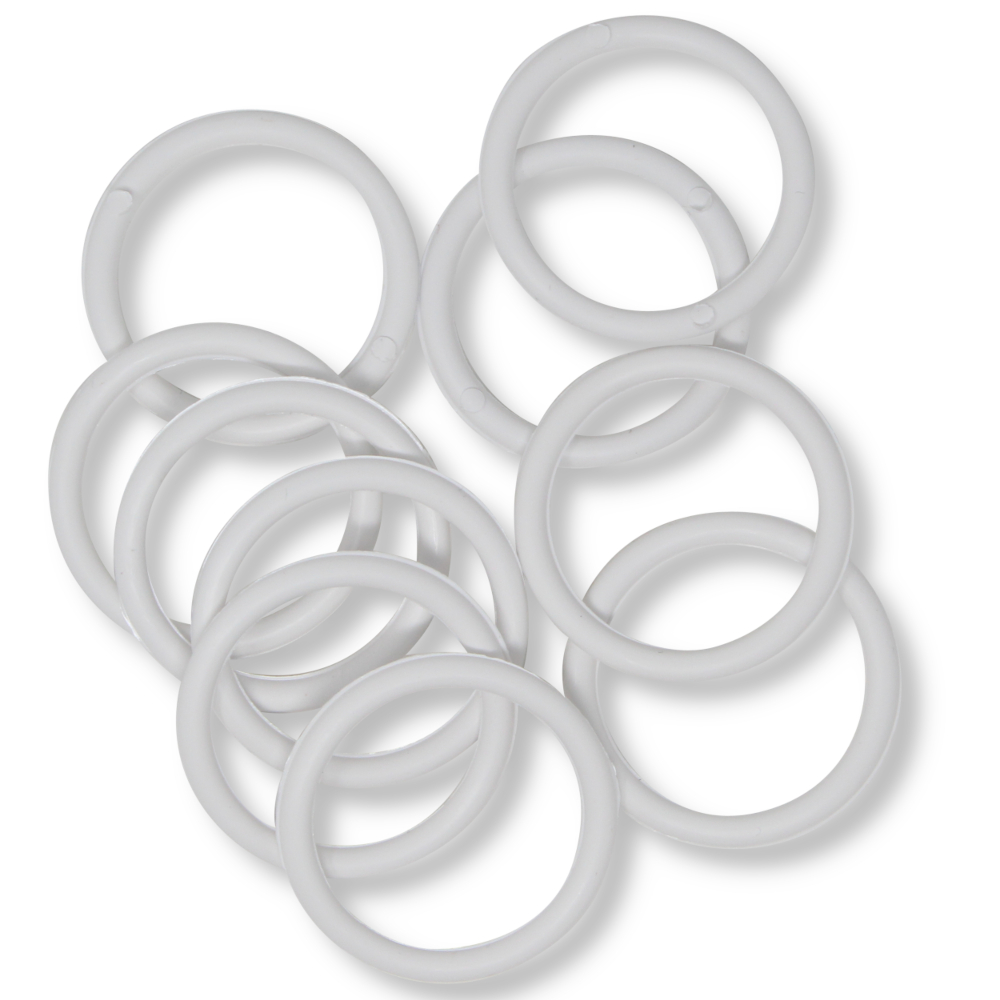 10 Kunststoff Gardinenringe - Ø 34 mm - Weiß (kräftig)