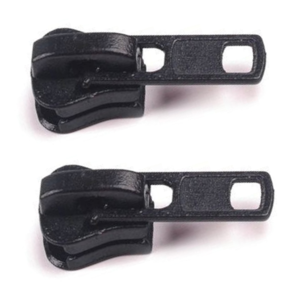 2x 8 mm Zipper für Krampenreißverschlüsse - Schwarz (3-332)