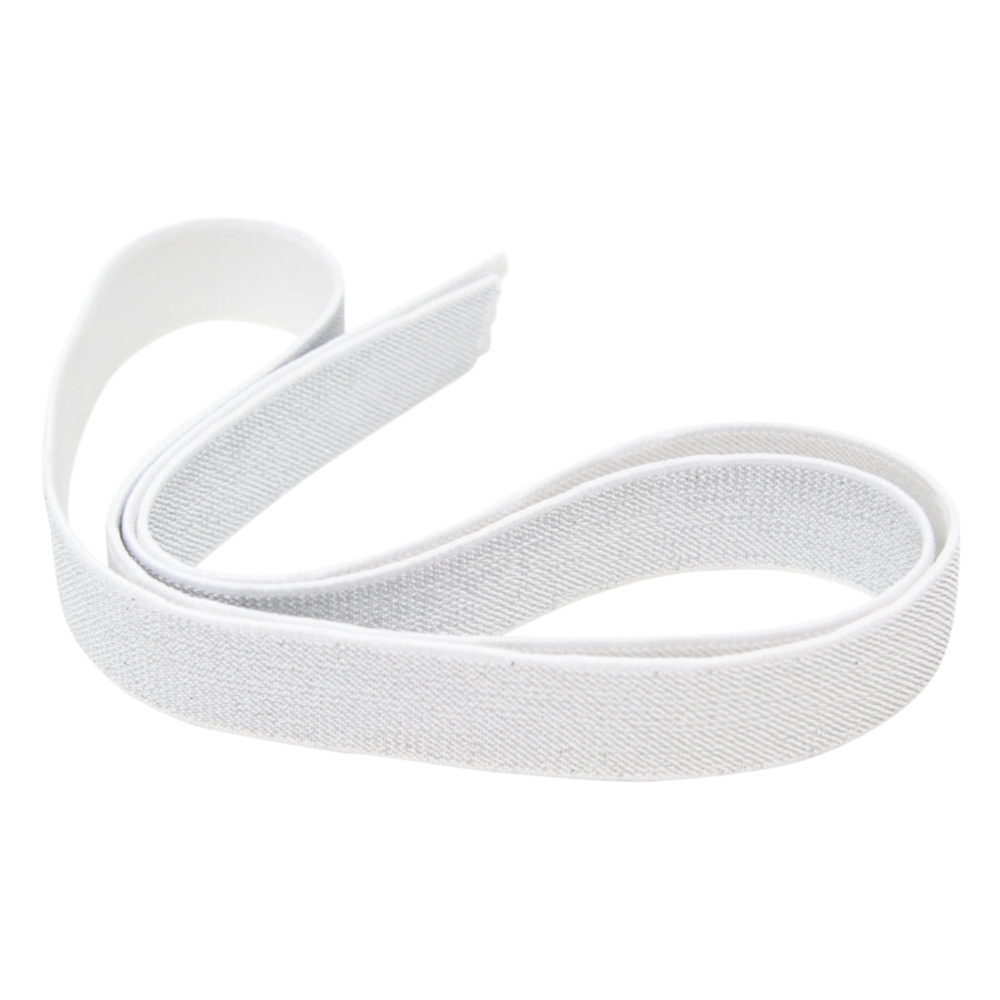 Weißes Gummiband mit Lurex 20 mm in silberfarben