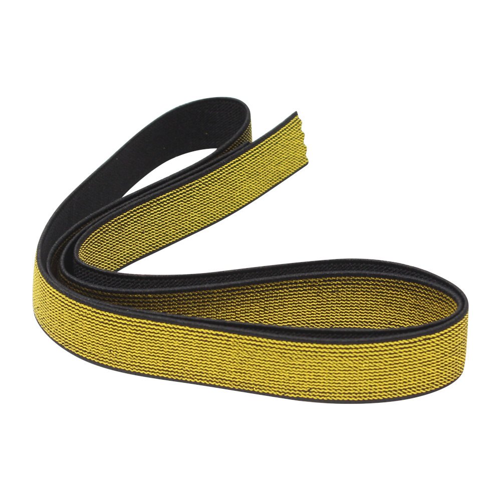 Schwarzes Gummiband mit Lurex 20 mm in goldfarben