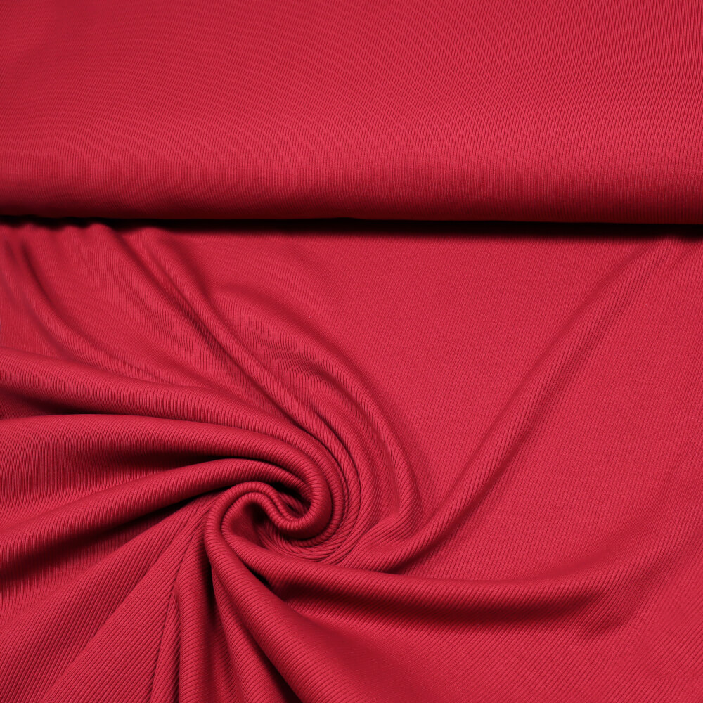 0,5m | Strickbündchen 100 cm Breite - gerippt - Farbe: dunkelrot (12627)