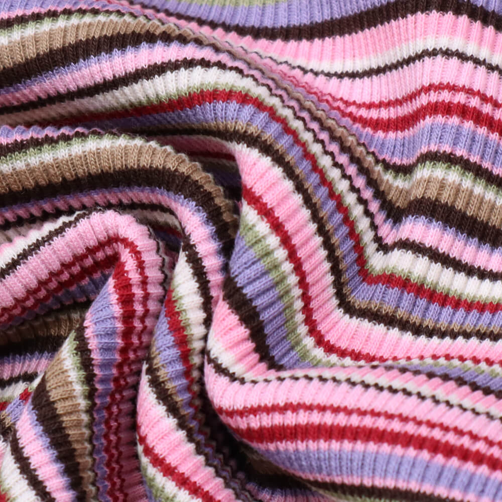 0,5m | Strickbündchen 100 cm Breite mit Streifen - gerippt - Farbe: wollweiss, rosé, flieder, rot, braun