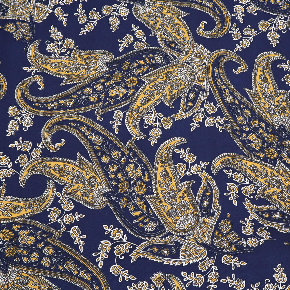 1 m | Blusen- und Kleiderstoff Paisley - nachtblau mit Ornamenten (12198)