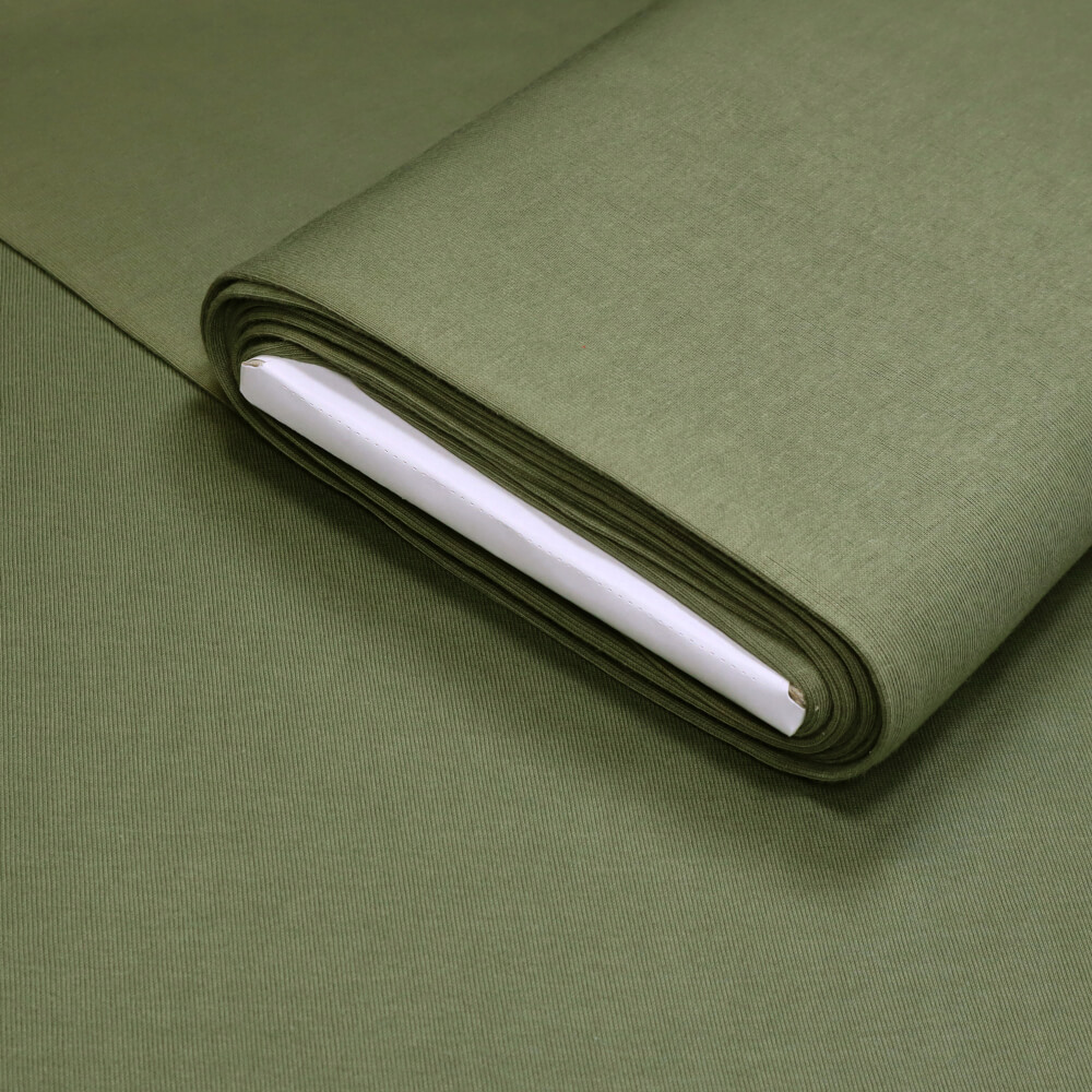 0,5m | Bündchenstoff 90 cm Breite - JERSEY-glatt - Farbe: uni - khaki (12578)