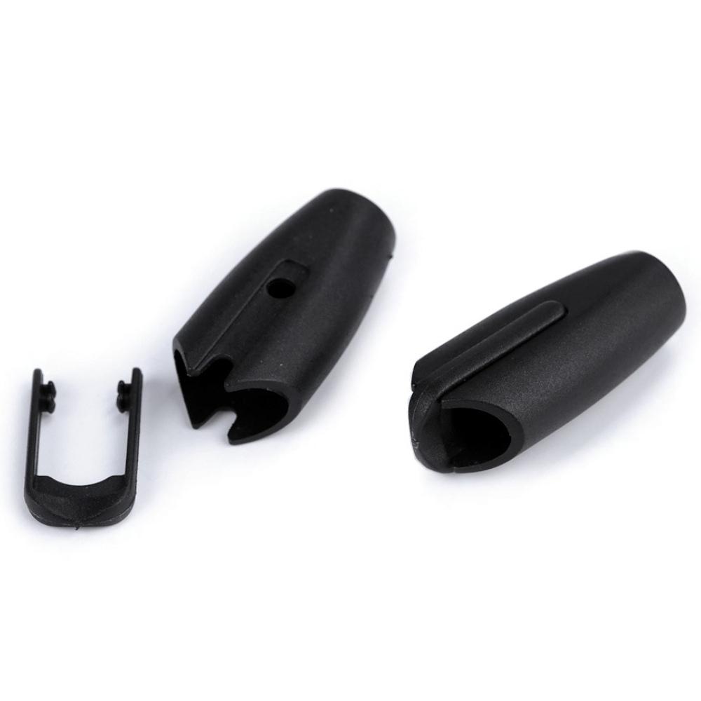 2x Kunststoffdurchzug / Schieber für Leinen / Seile, 10 mm - Farbe: Schwarz