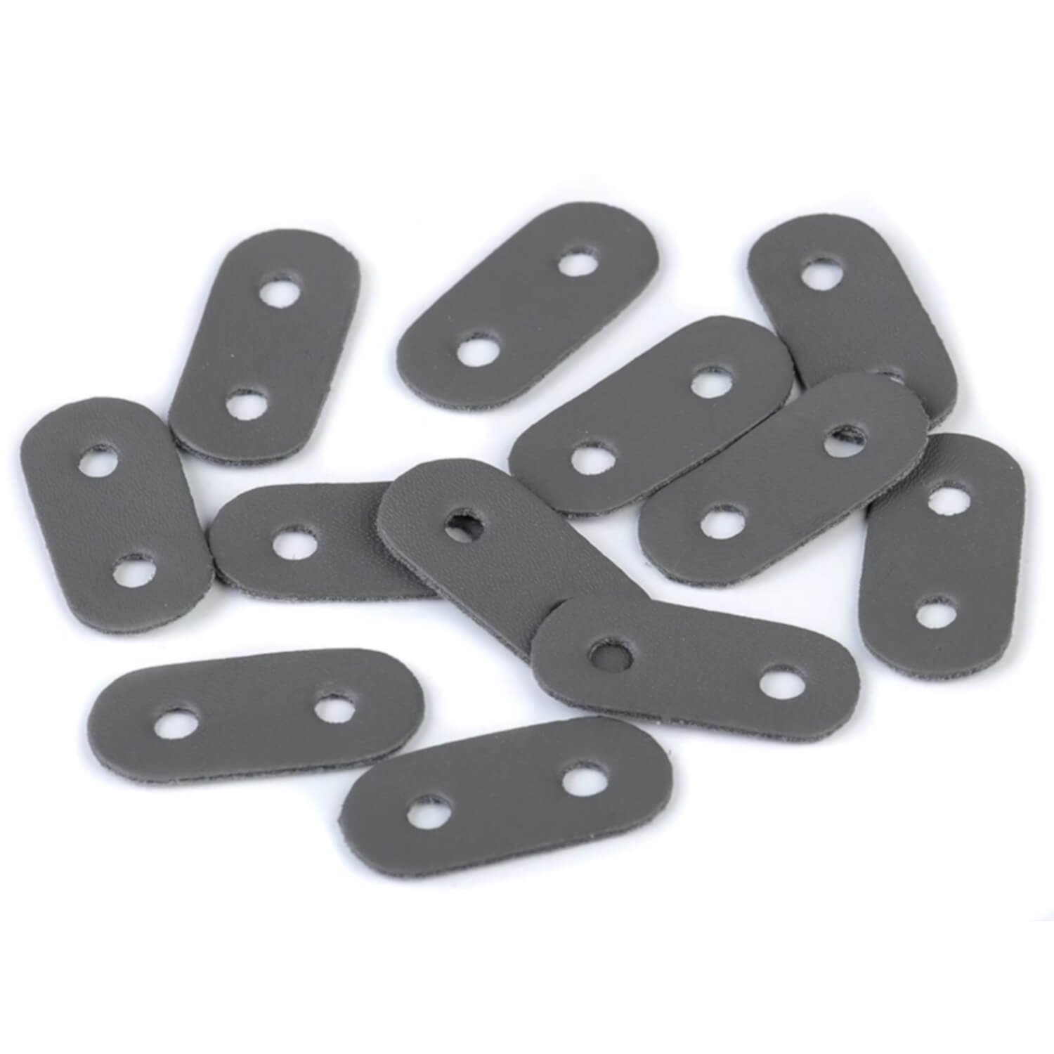 4 Kordelstopper aus Kunstleder - 16x34mm - Grau (4)