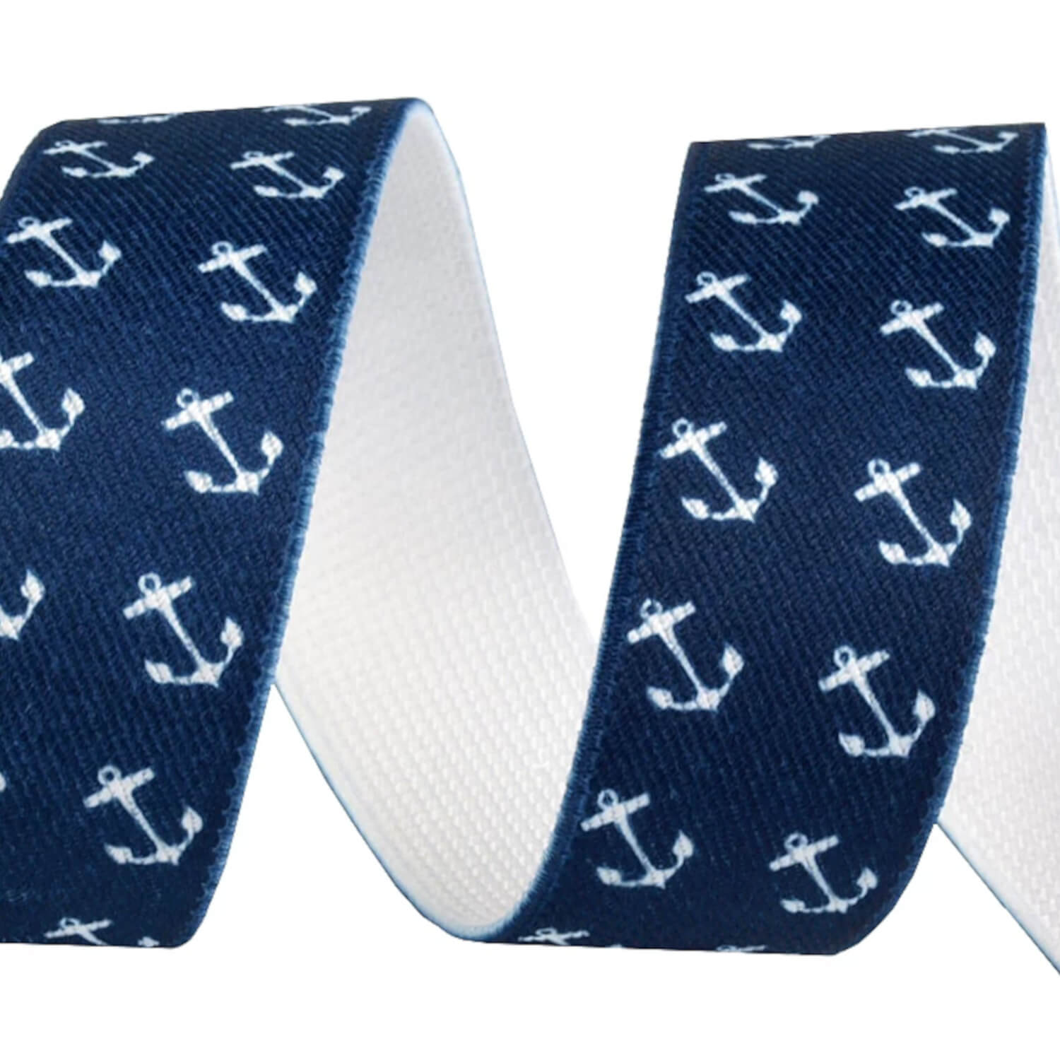 1 Meter Gummiband - 25 mm - mit Anker - Marine blau