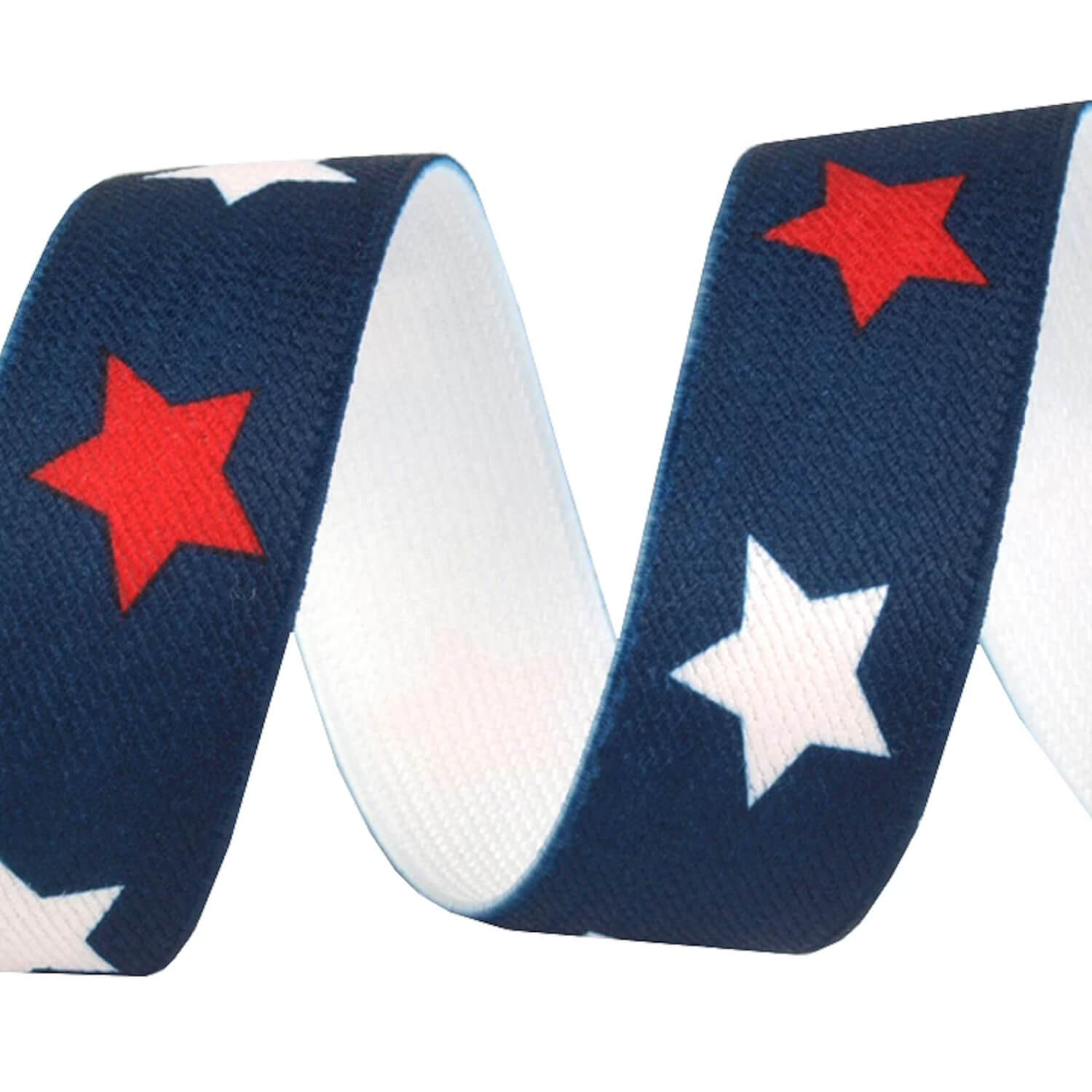 1 Meter Gummiband - 25 mm - mit Sterne - Blau Delta