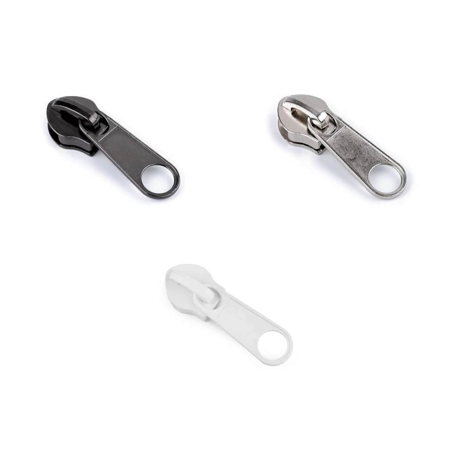 2 Schieber aus Metall für Spiralreißverschlüsse 10 mm