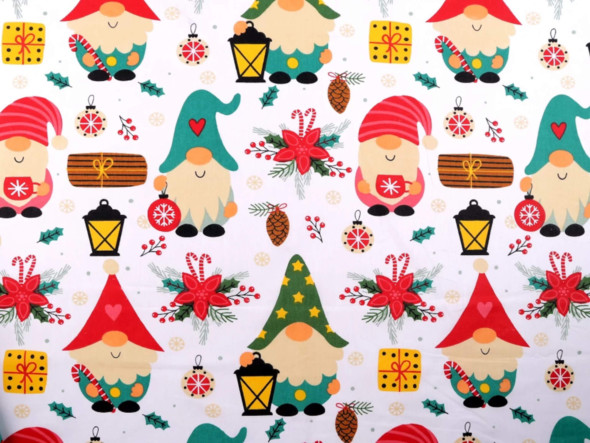 0,5 m | Baumwollstoff mit Weihnachtsmotiv Elfen in weiß