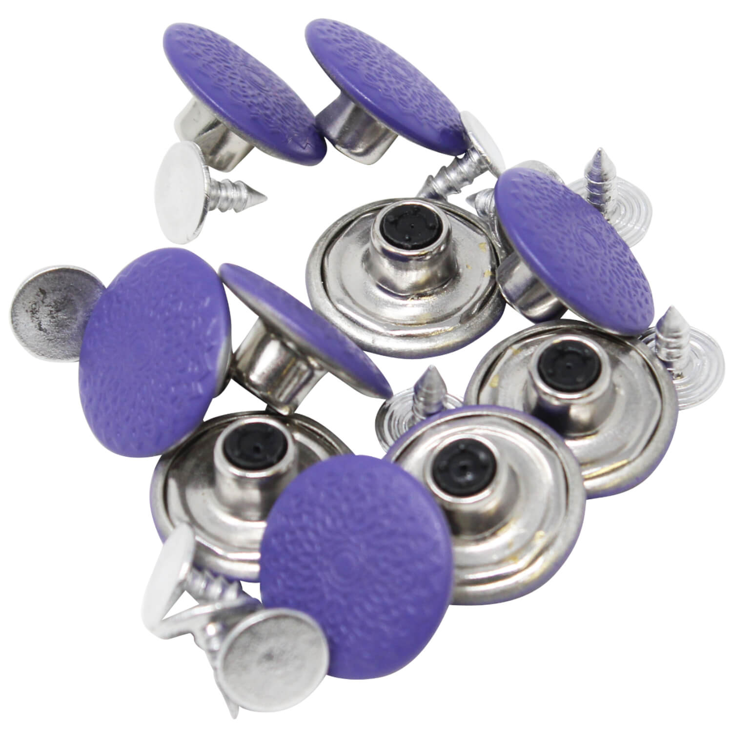 10 Metallknöpfe mit ornamentalen Relief - Ø 17 mm - Farbe: Lila