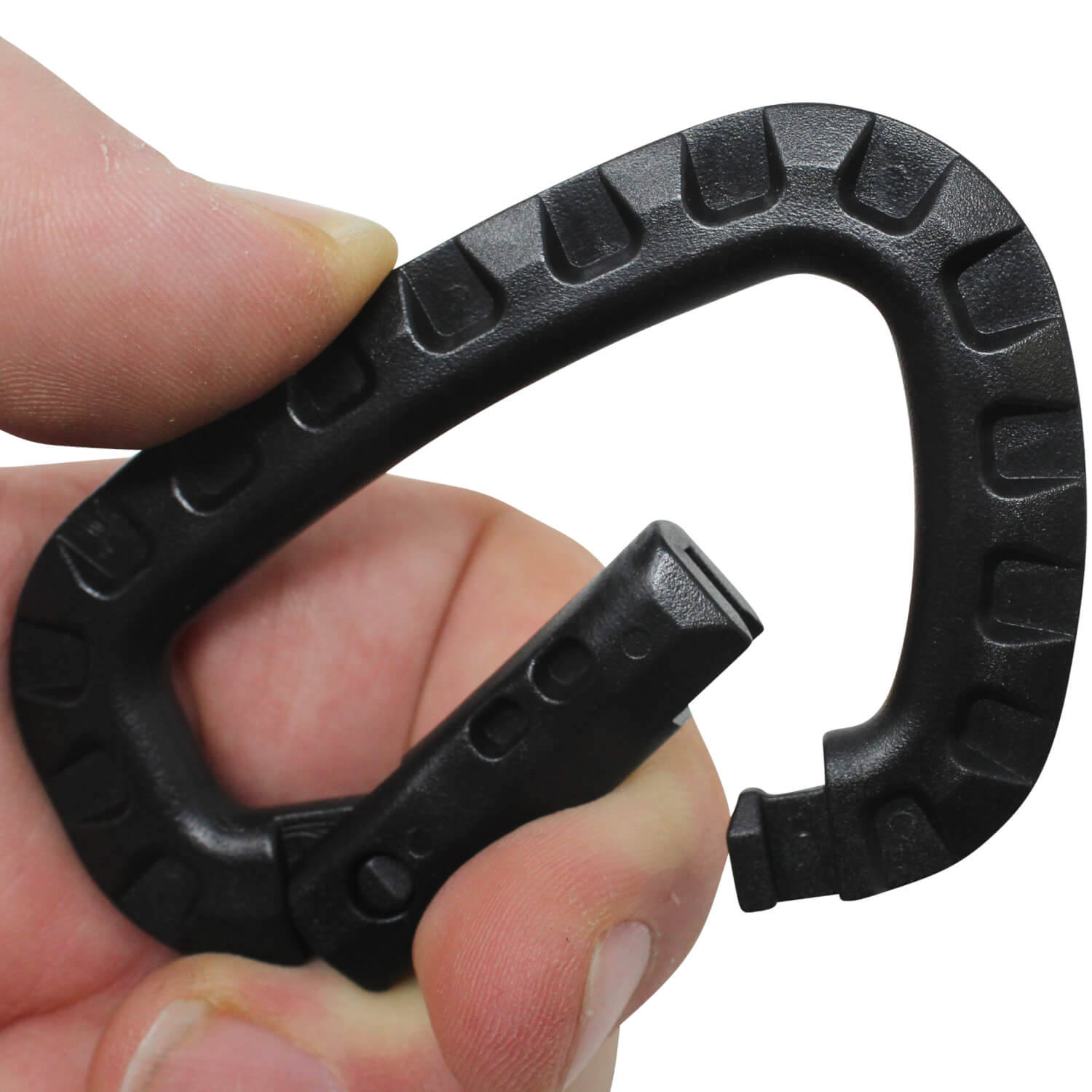 Karabiner groß, 55 x 85 mm aus Kunststoff in schwarzer Farbe