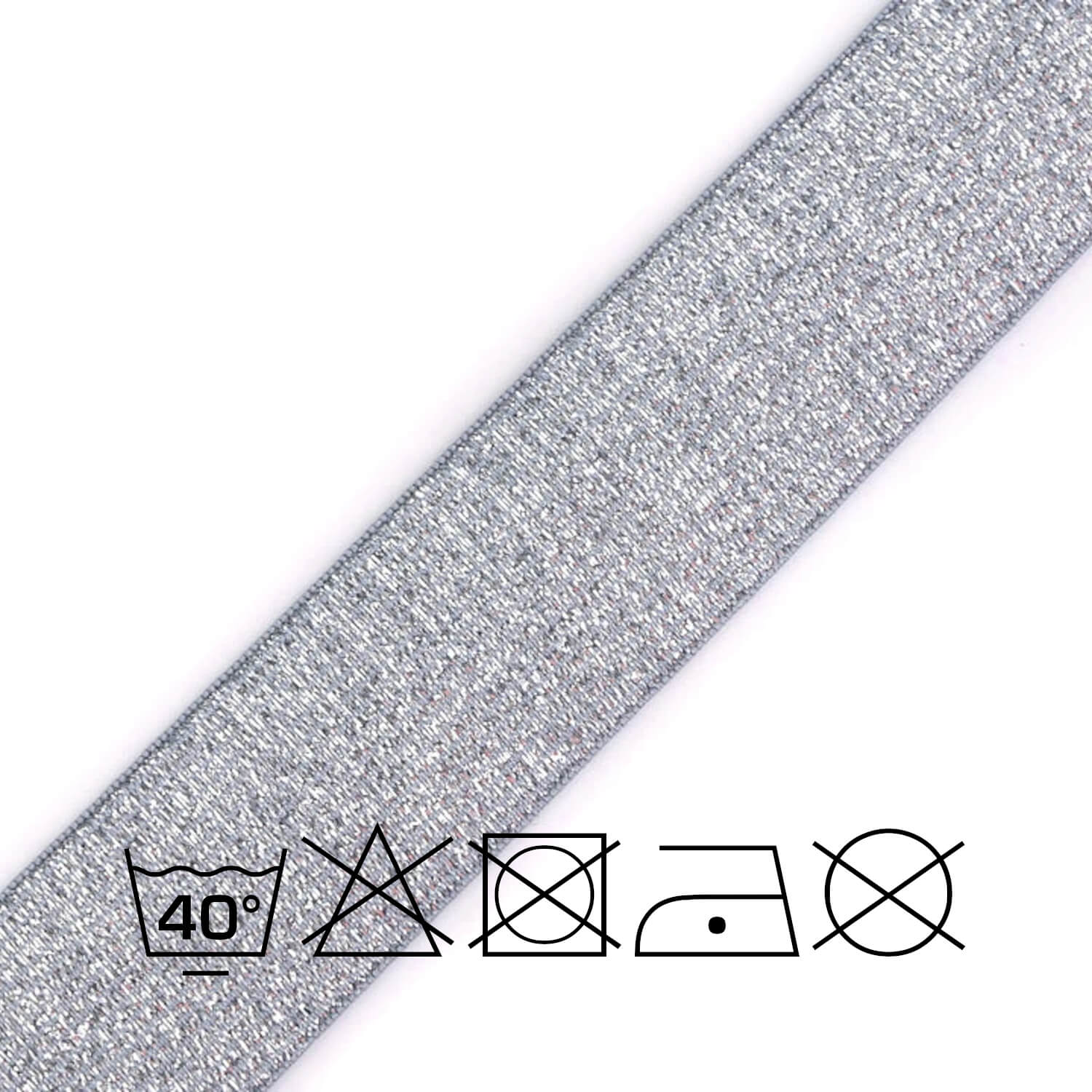 1 Meter Gummiband - 27mm breit - mit Lurex - Farbe: grau-silber