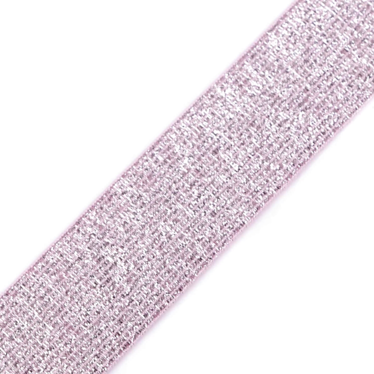 1 Meter Gummiband - 27mm breit - mit Lurex - Farbe: hellrosa-silber