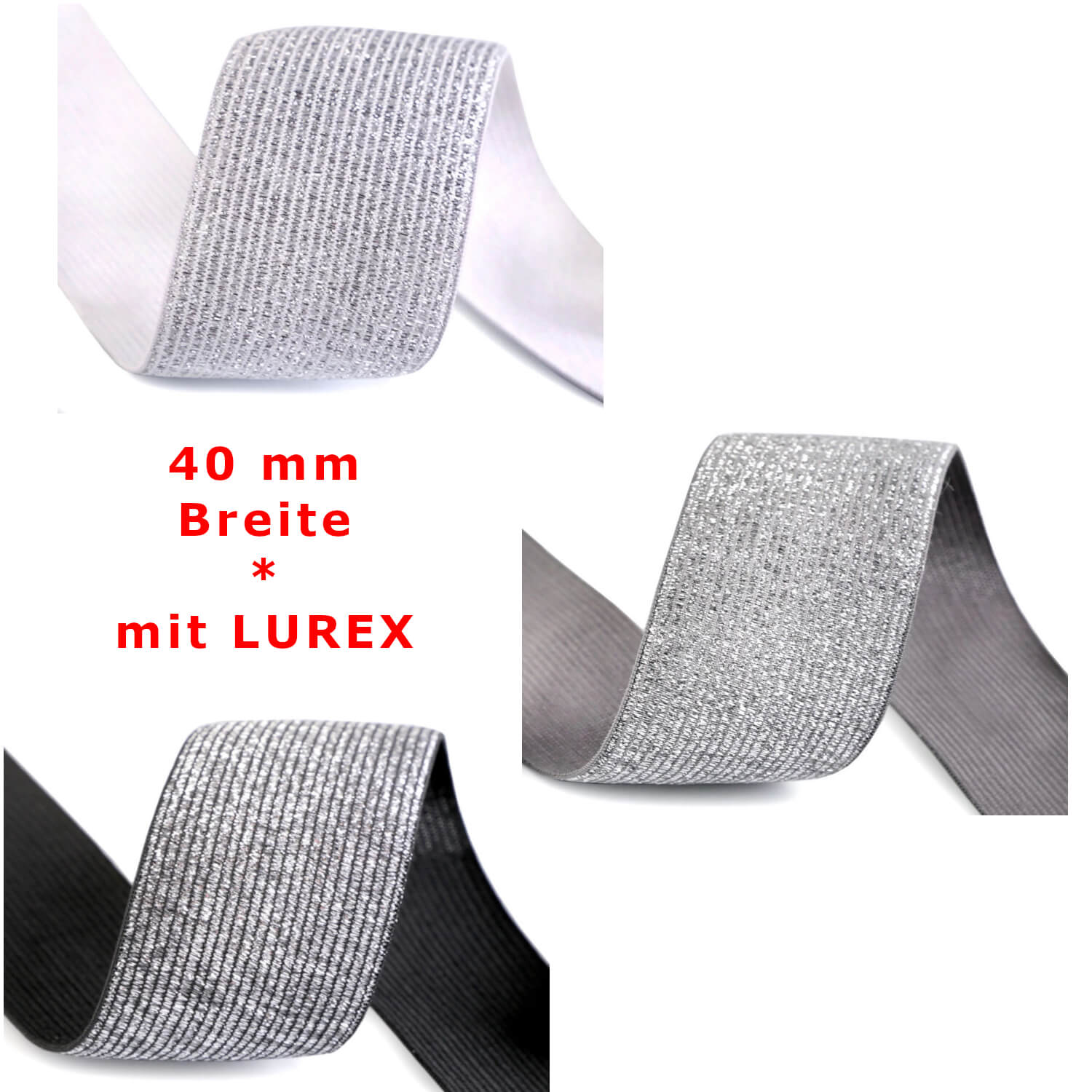 1 Meter Gummiband - mit Lurex - 40mm Breite