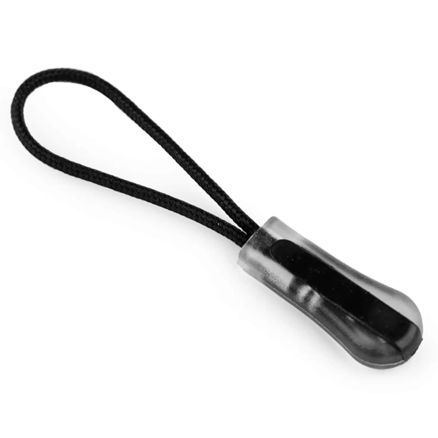 10 Zipper Schlaufen mit schwarzem Plastik Tropfen-Anhänger - schwarz-transparent (4)