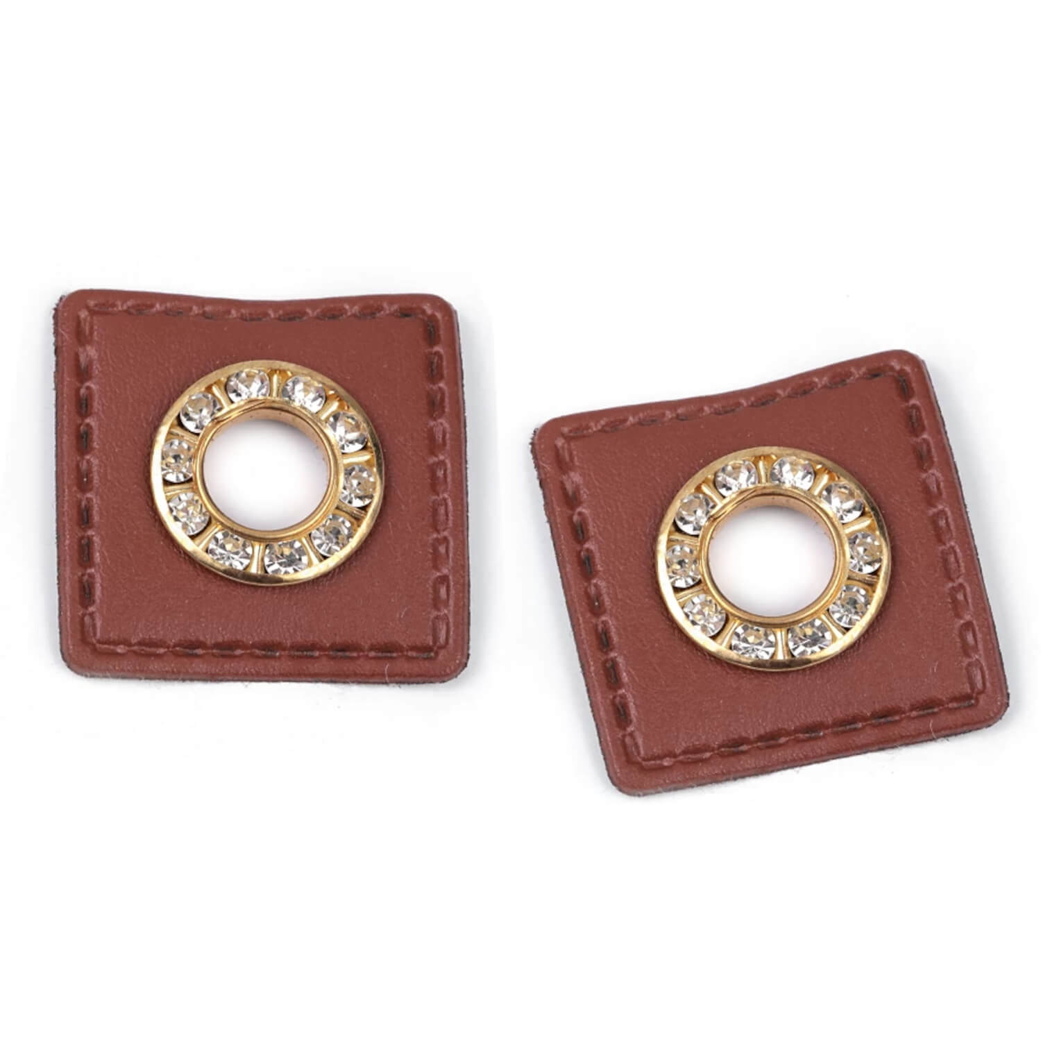 2 Ösen Patches mit geschliffenen Steinchen - braun (1)