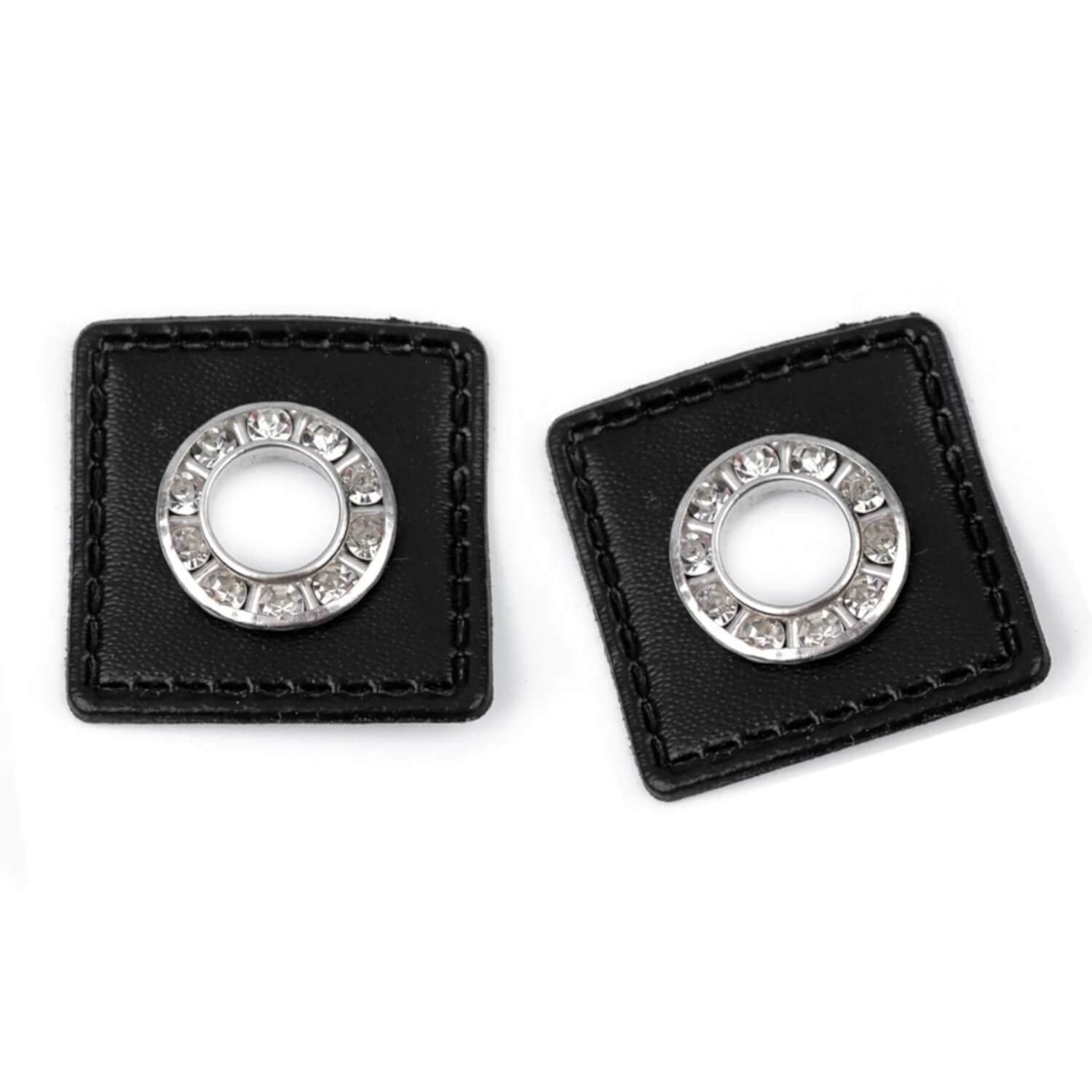 2 Ösen Patches mit geschliffenen Steinchen - schwarz (2)