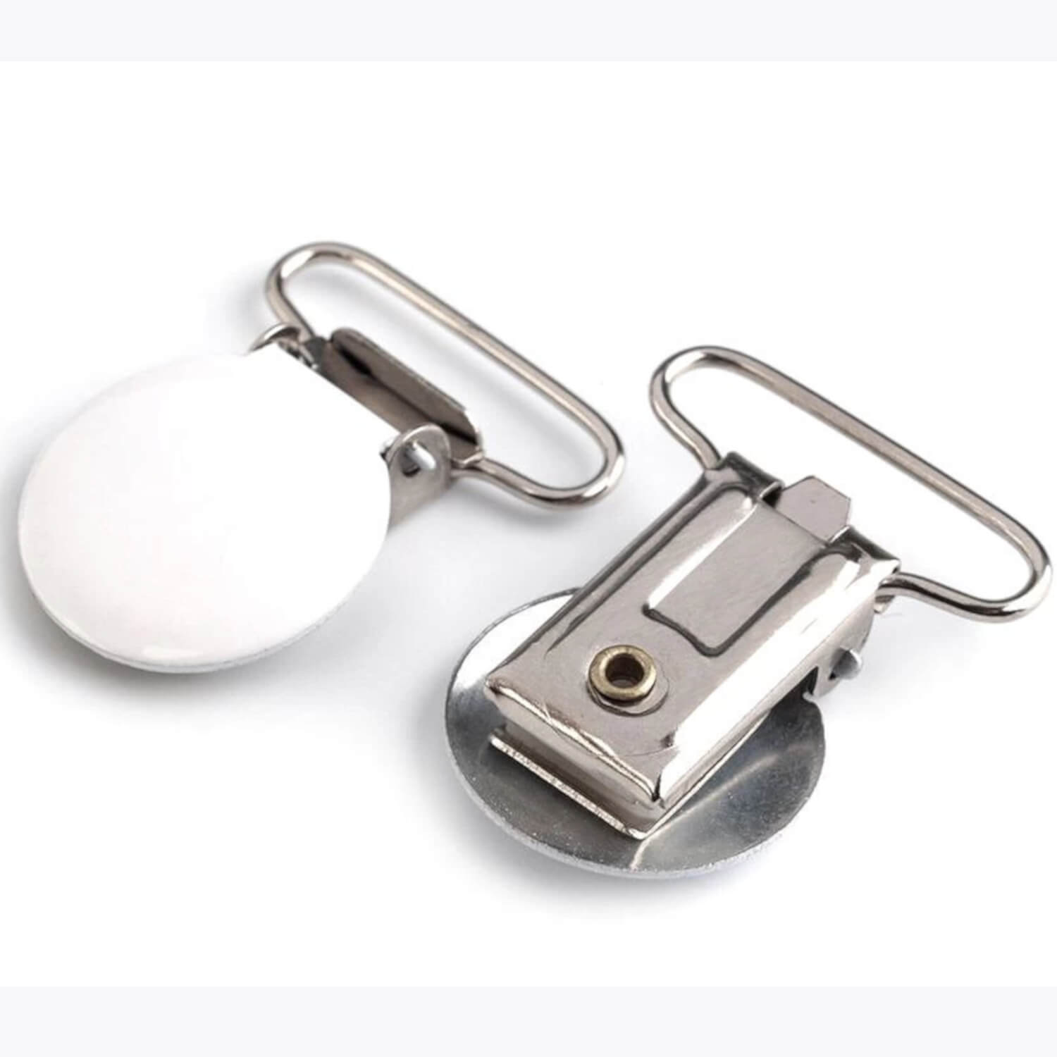 2 Hosenträger Clips, 25mm, weiß