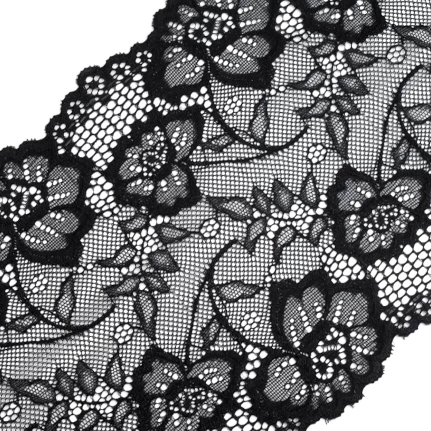 Elastische Spitze 18,5 cm Breite in Schwarz