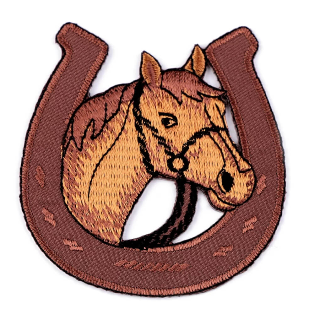 Aufbügler - 6,9 x 7,2 cm - Pferd im Hufeisen