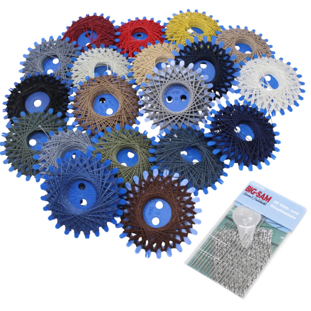 20x Baumwoll Sternzwirn Set & Nadelsortiment