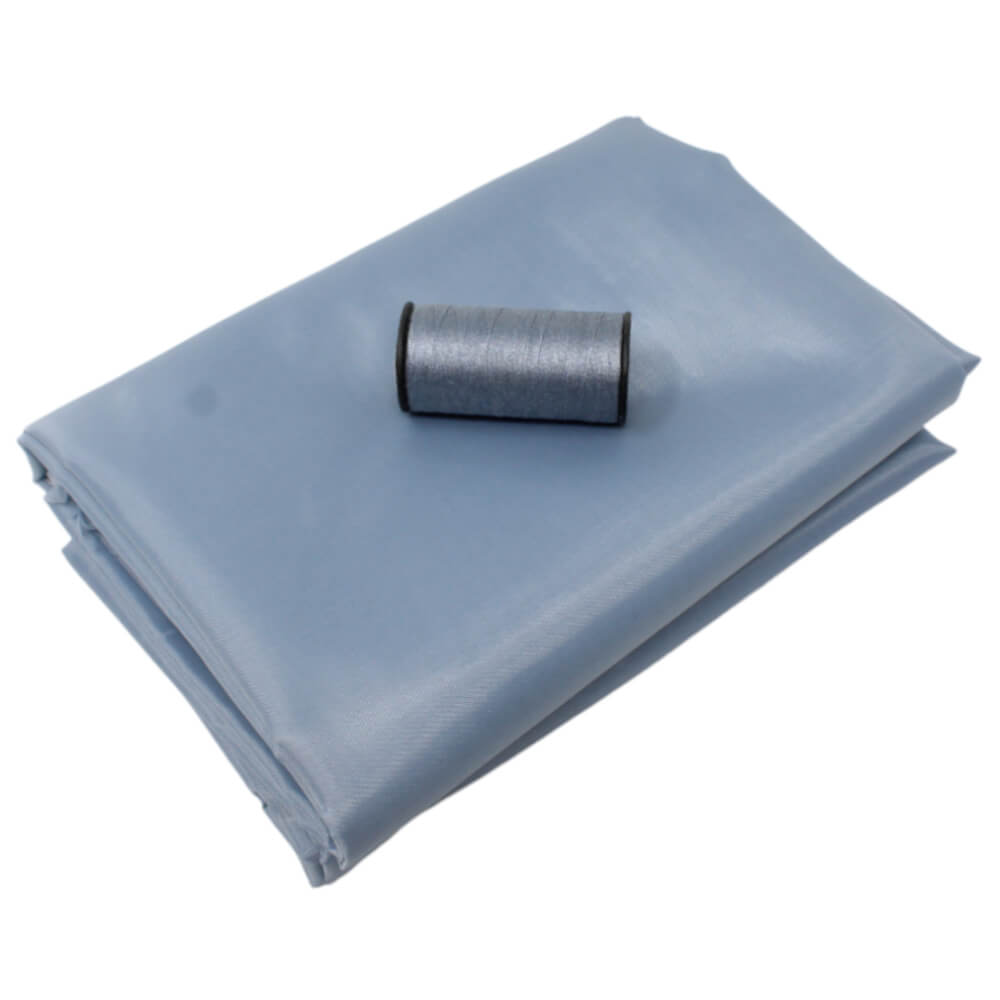 2 Meter Futterstoff & 200 Meter Allesnäher, Farbe: Blau-Grau