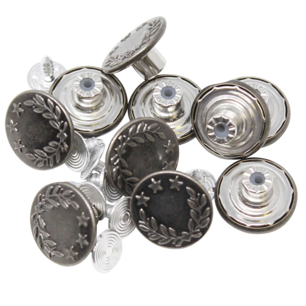 10x Metallknöpfe altsilber - 17mm - Eichenlaub
