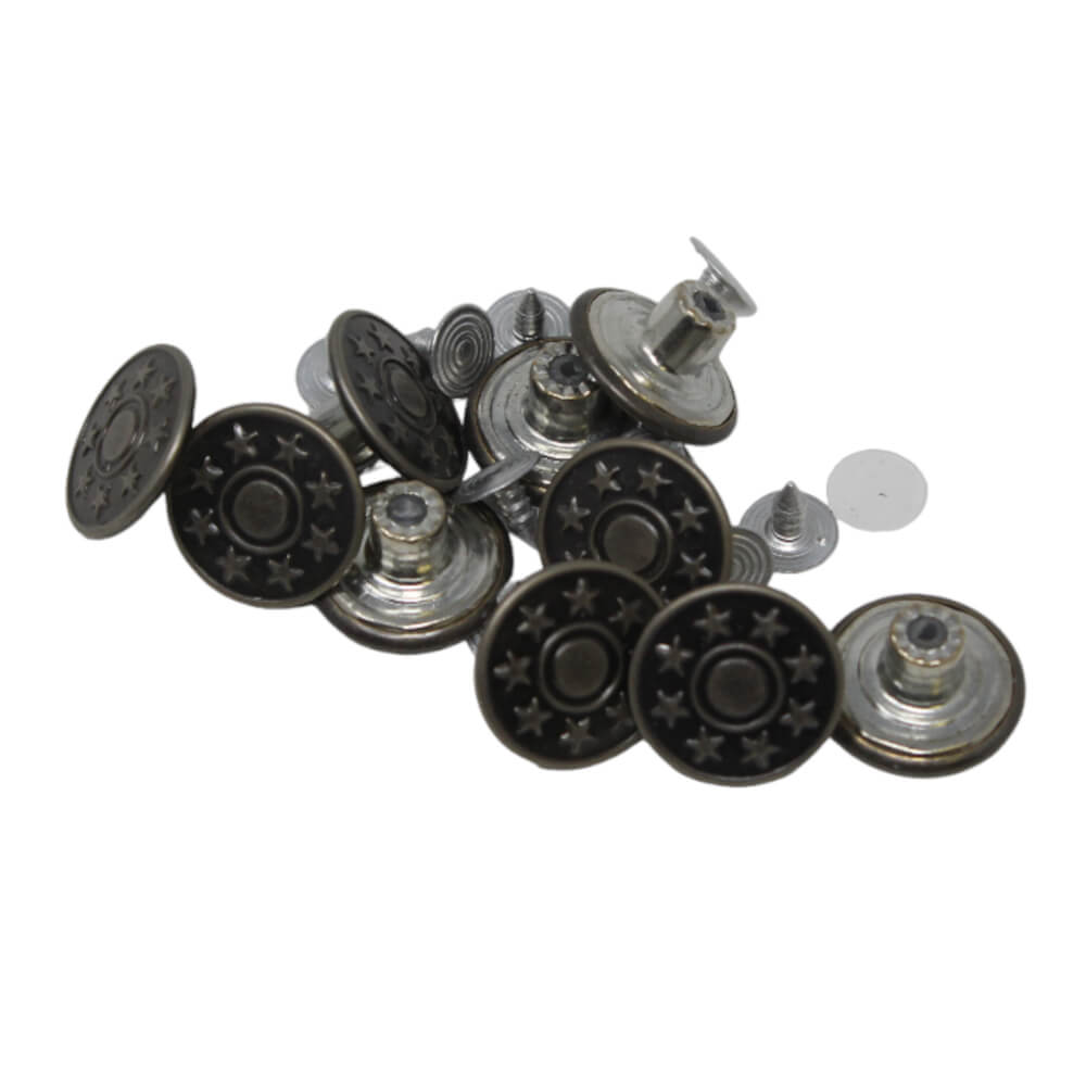 10x Metallknöpfe altsilber - 17mm - Stern
