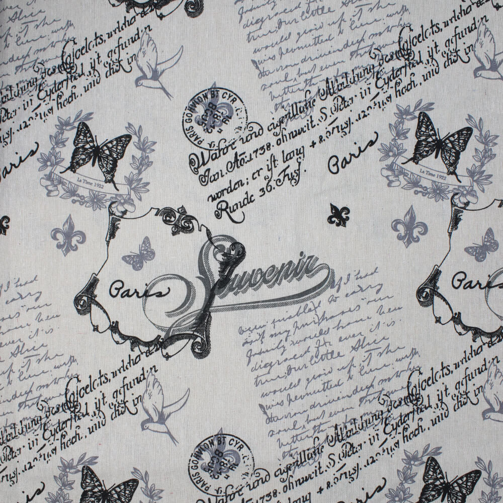 Baumwoll / Leinenstoff 150 x 95 cm - Reisemuster Paris
