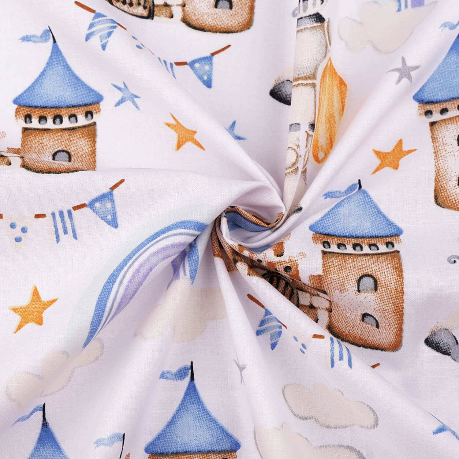 0,5m | Baumwollstoff mit Burg und Ritter