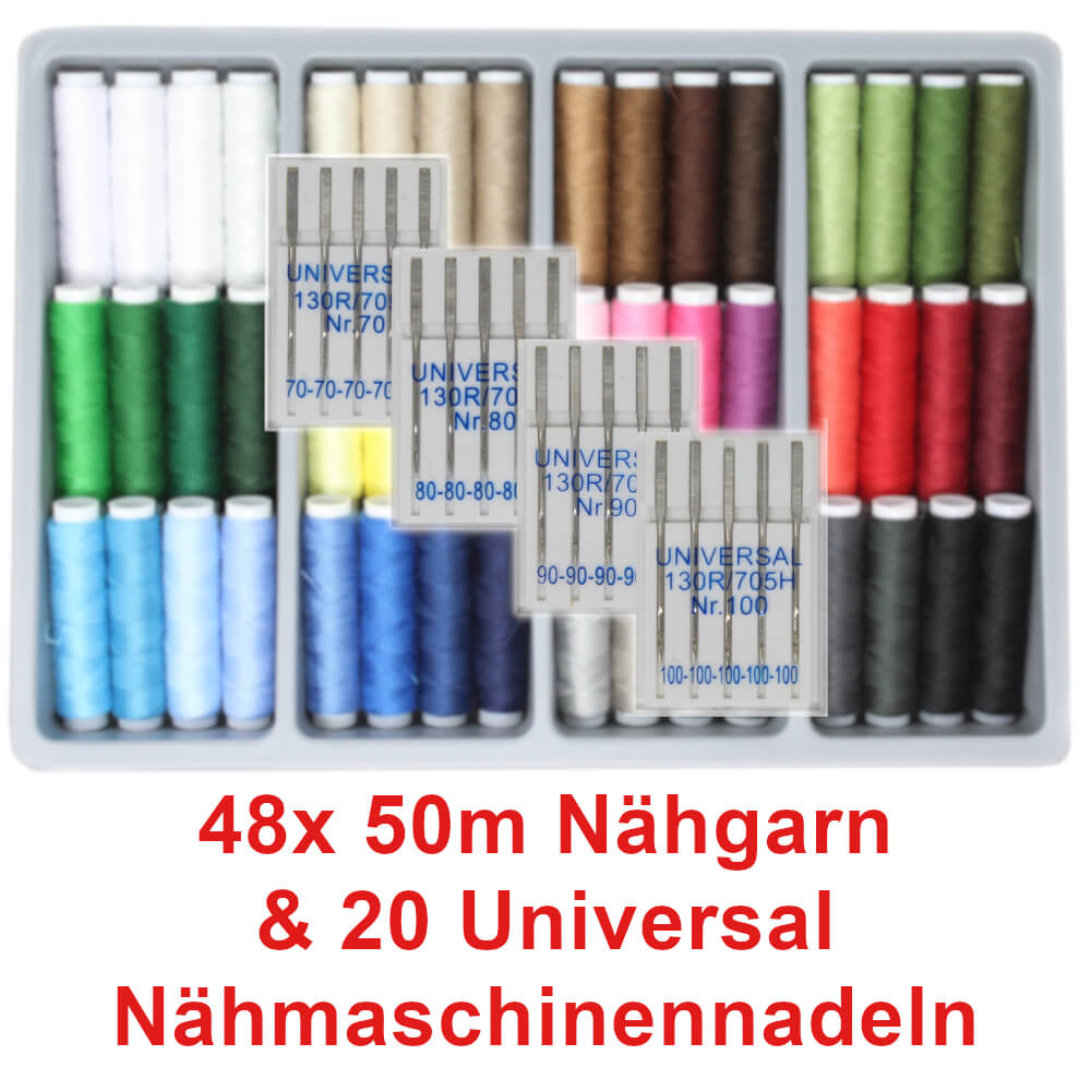 Nähgarnset "Spiel der Töne" & 20 Universal Nähmaschinennadeln