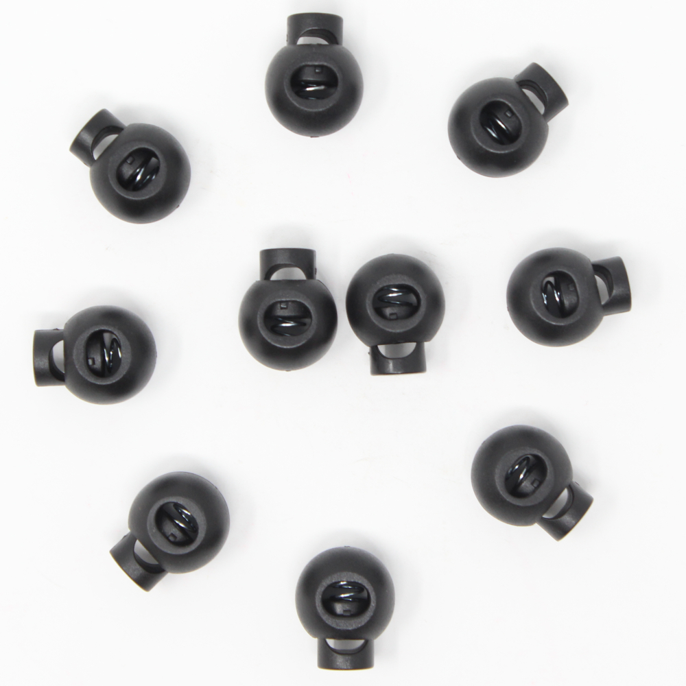 10x 1-Loch Kugel Kordelstopper - 20mm - XL - Schwarz