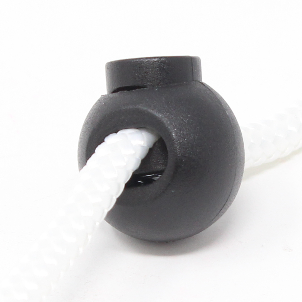 10x 1-Loch Kugel Kordelstopper - 20mm - XL - Schwarz