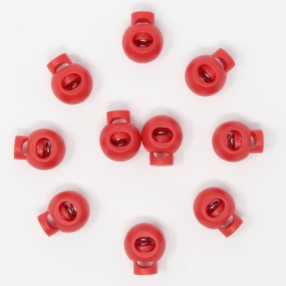 10x 1-Loch Kugel Kordelstopper - 20mm - XL - Rot