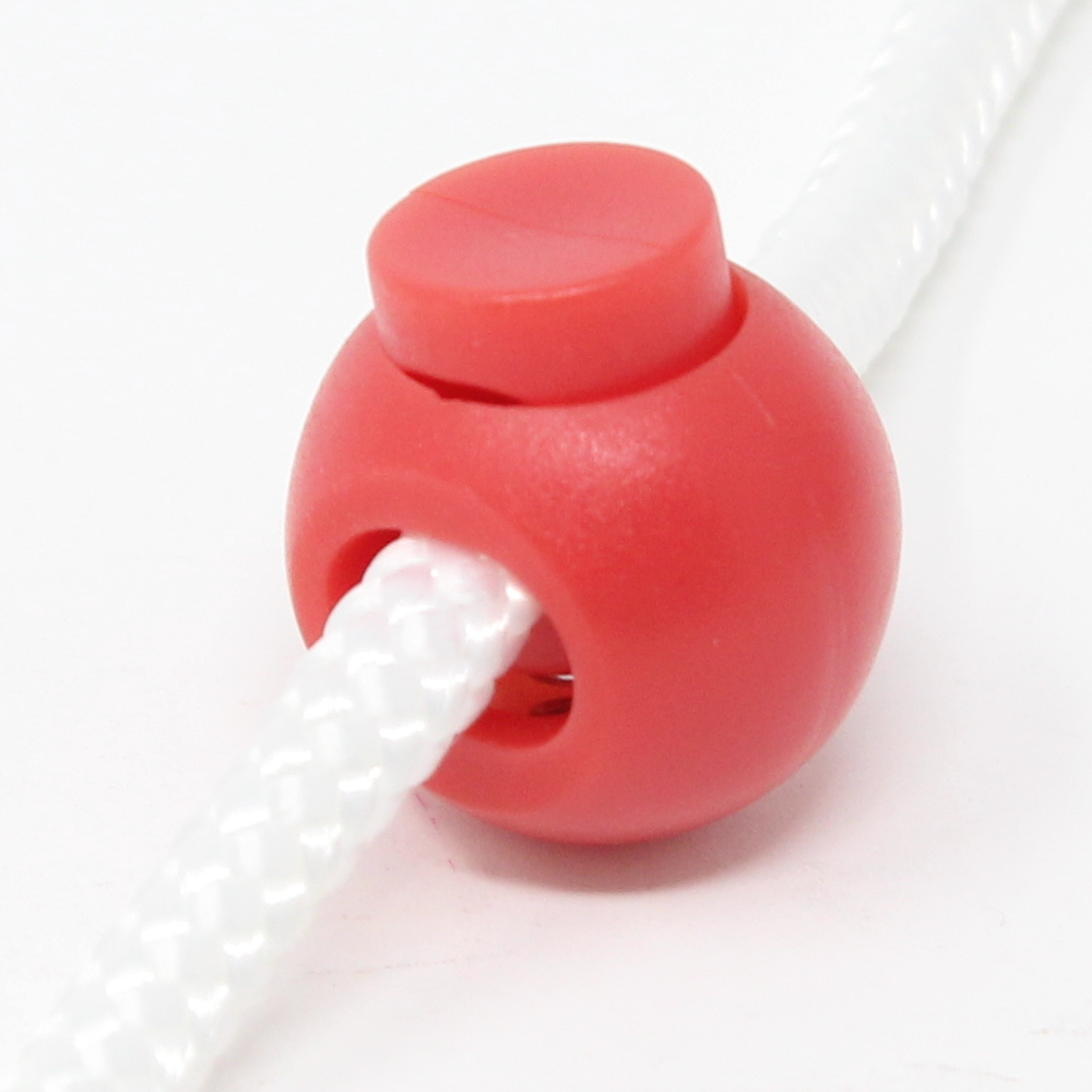 10x 1-Loch Kugel Kordelstopper - 20mm - XL - Rot