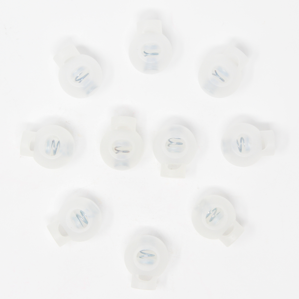 10x 1-Loch Kugel Kordelstopper - 20mm - XL - Transparent