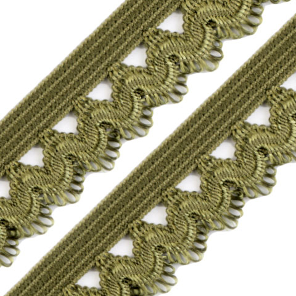 Rüschengummi - 15mm - Olive