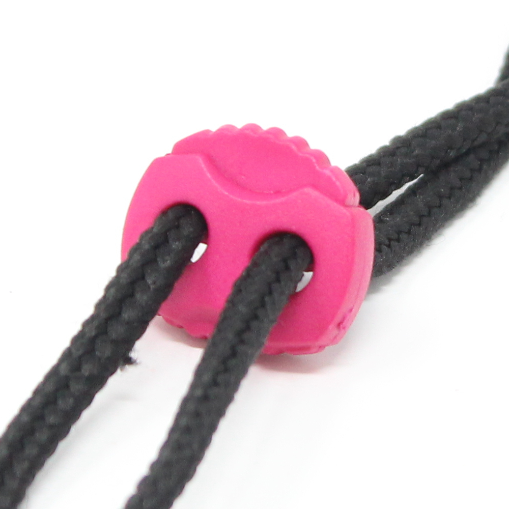 10 Stück - 2-Loch Kordelstopper - 20x20 - lila-rosa reflex