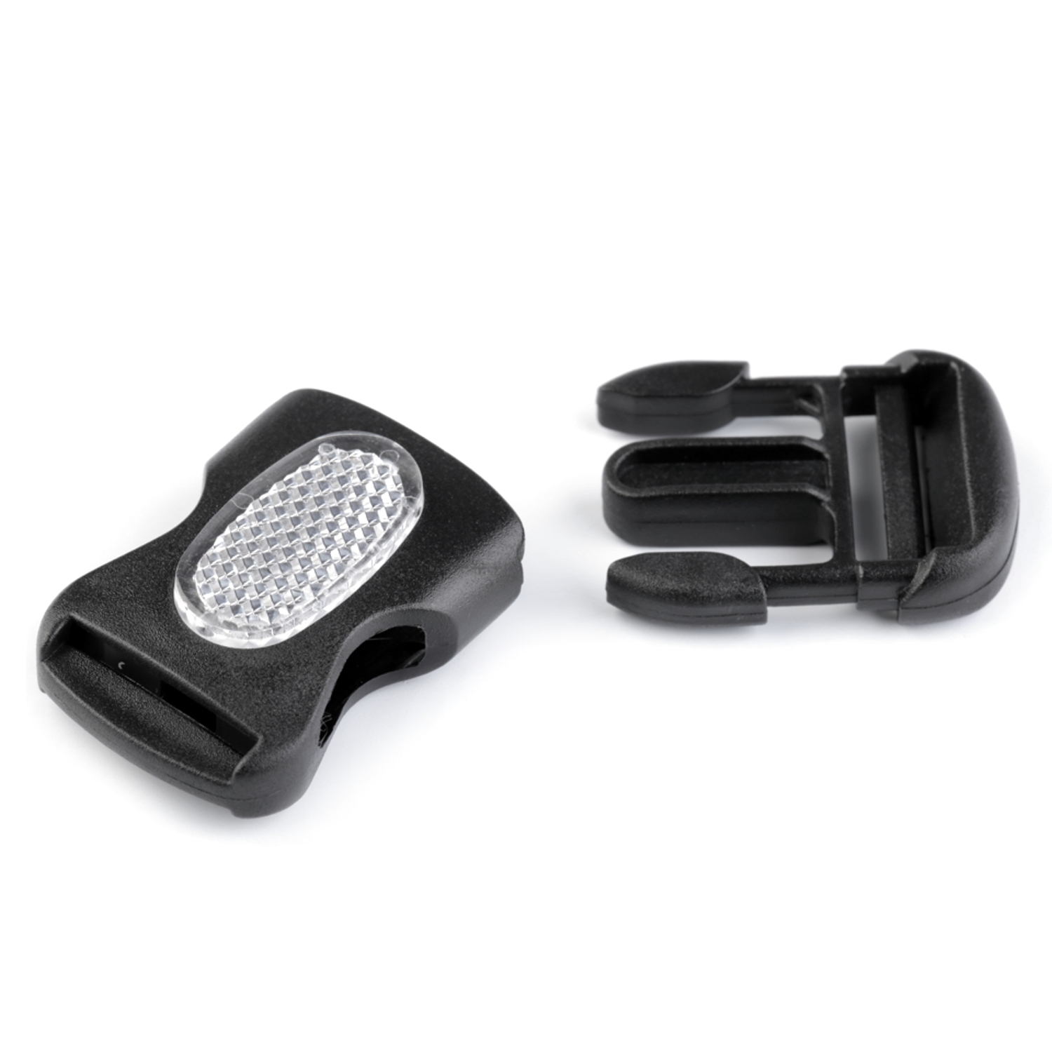 2x Steckschnalle reflektierend - 25 mm - Schwarz - RUND