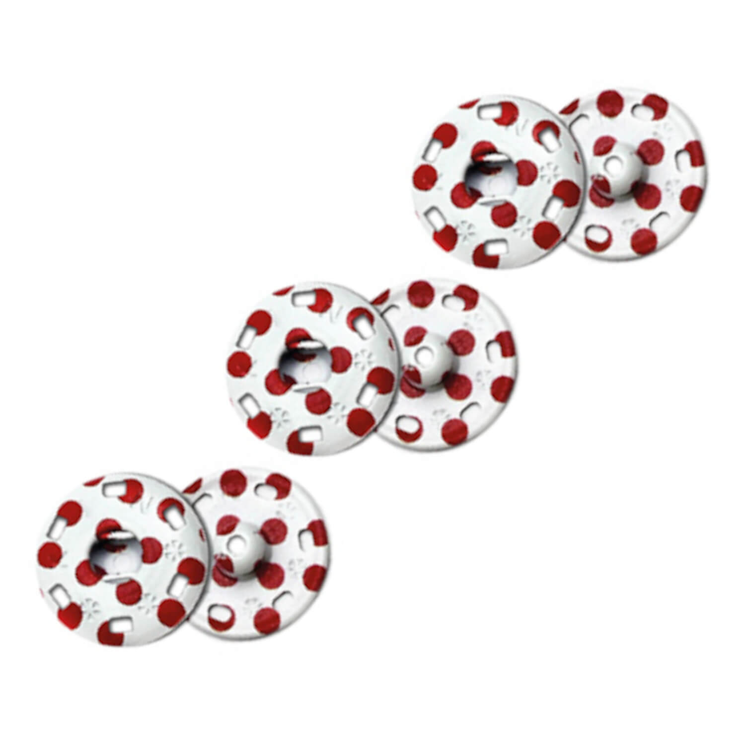 KOH-I-NOOR | 3x Druckknopf 20,9 mm - Rote Punkte