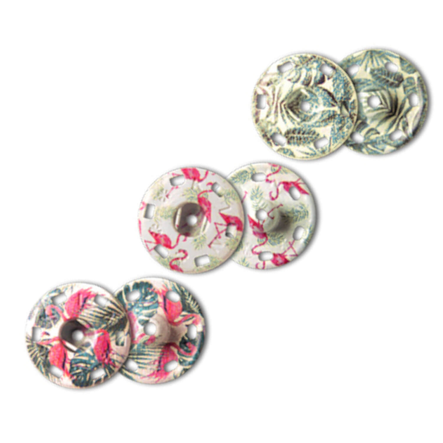 KOH-I-NOOR | 3x Druckknopf 20,9 mm - Flamingos
