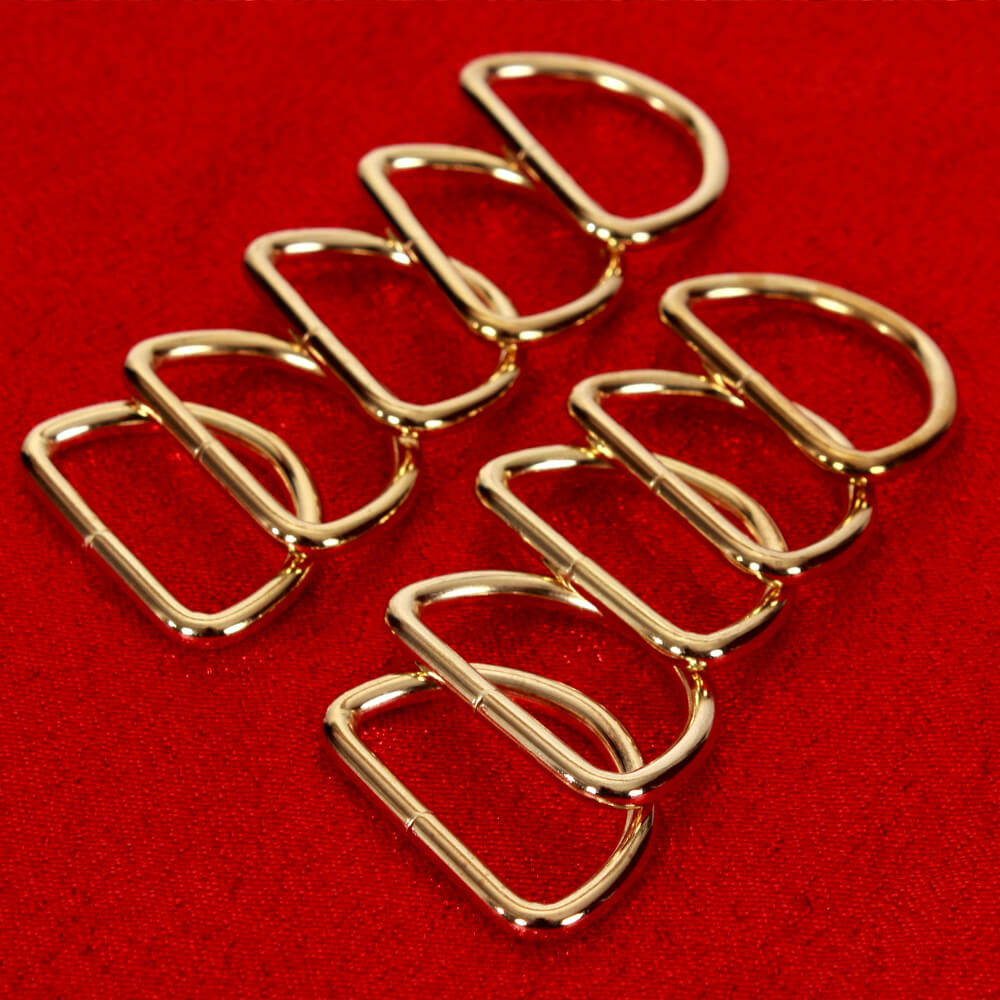 10x D-Halbring Breite 25mm - goldfarbend