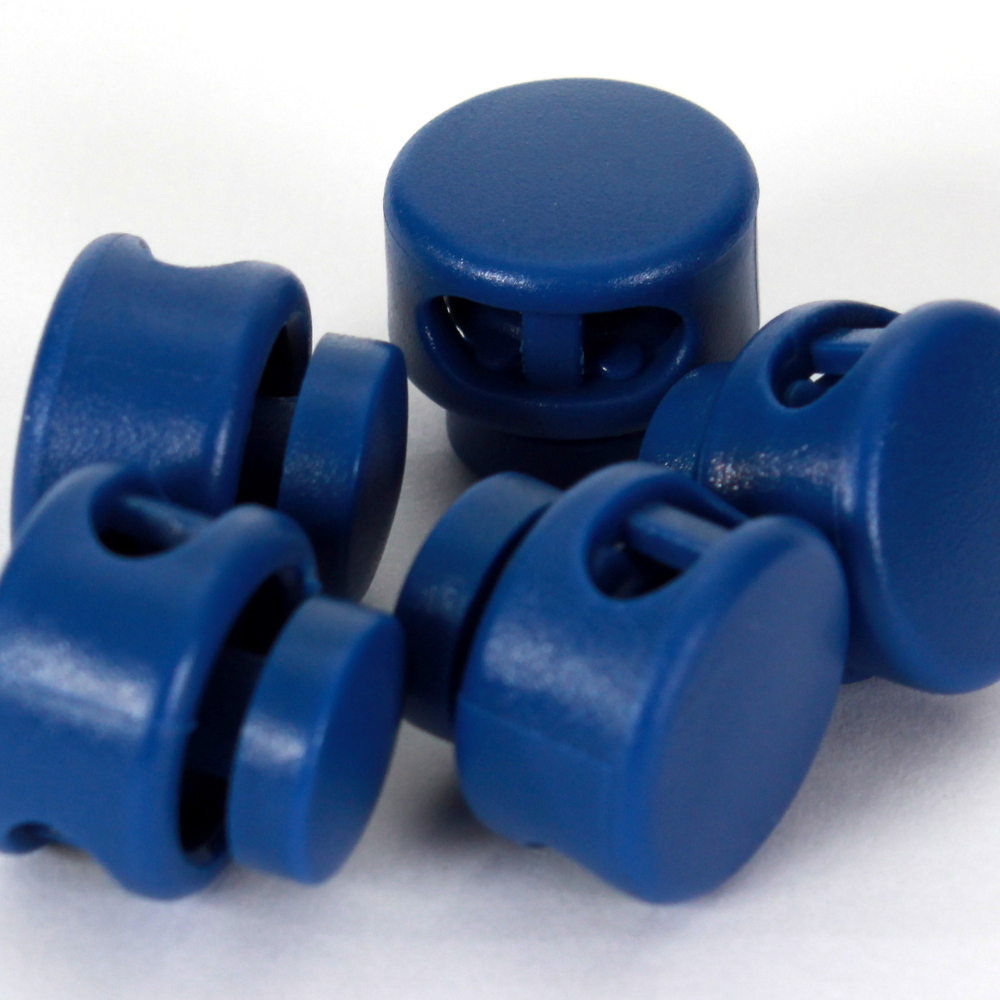 5 Kordelstopper mit 2 Löcher 13 x 15mm - RUND - Berliner Blau
