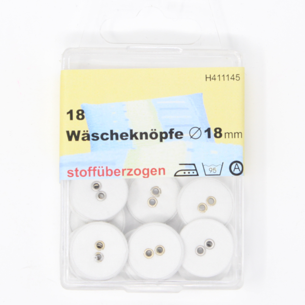 18 Wäscheknöpfe  Ø 18mm in Weiss - stoffüberzogen