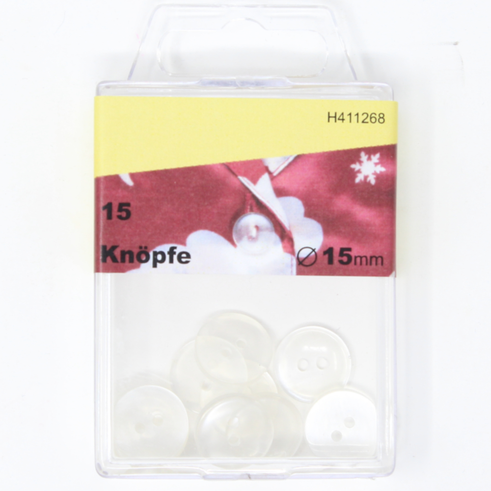 15 Hemd und Blusenknöpfe 15mm in transparent