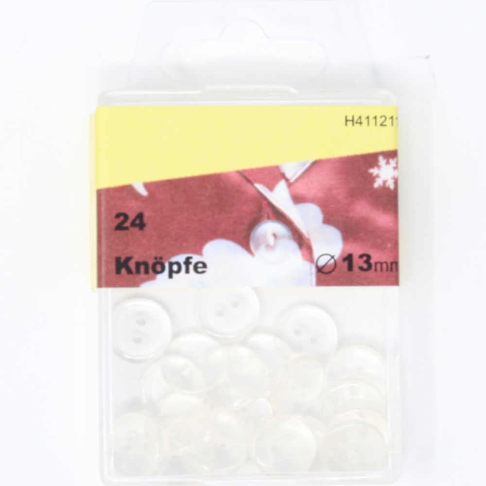 24 Hemd und Blusenknöpfe 13mm in transparent